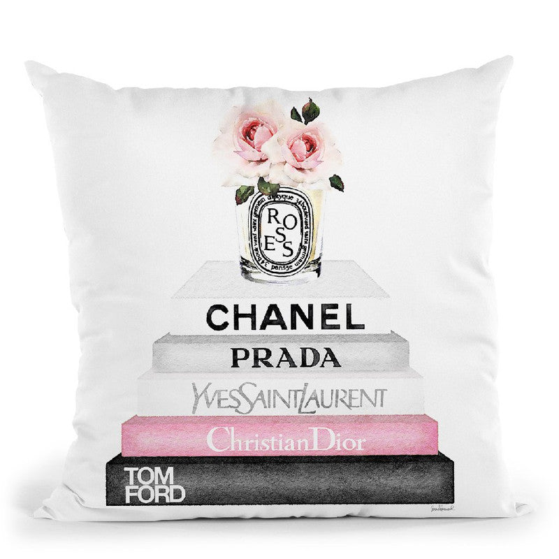 New Books Grey Blush With Box Of Roses Throw Pillow By Amanda