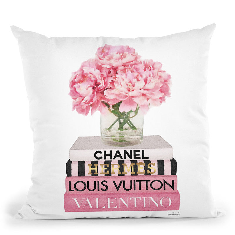 LiLiPi Amanda Greenwood Gray Blush New Books with Peony Vase Throw Pillow, Best Price and Reviews