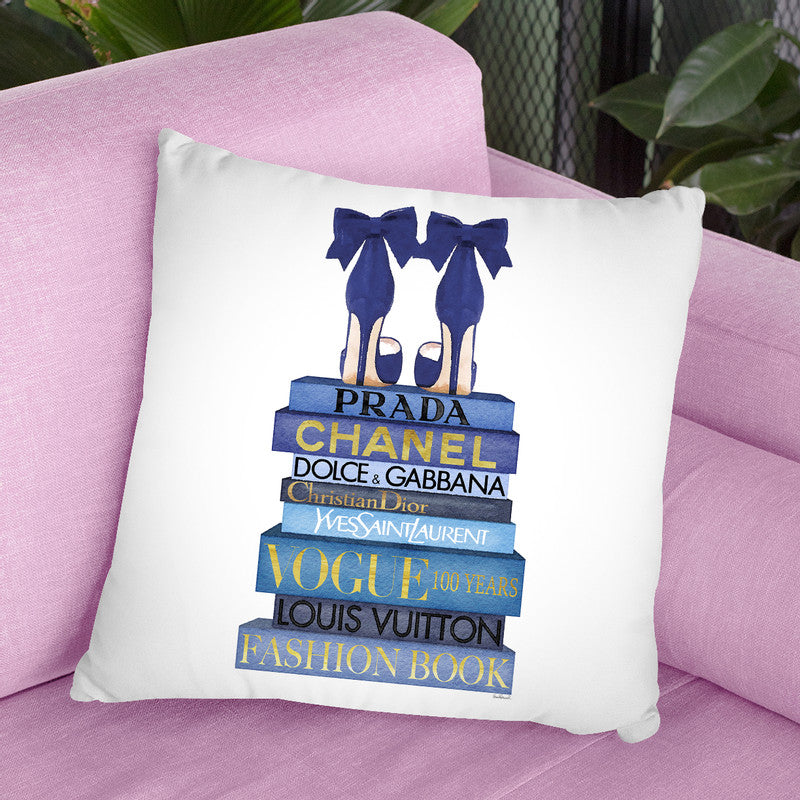 Tall Blue Books, Blue Shoes Throw Pillow By Amanda Greenwood – All