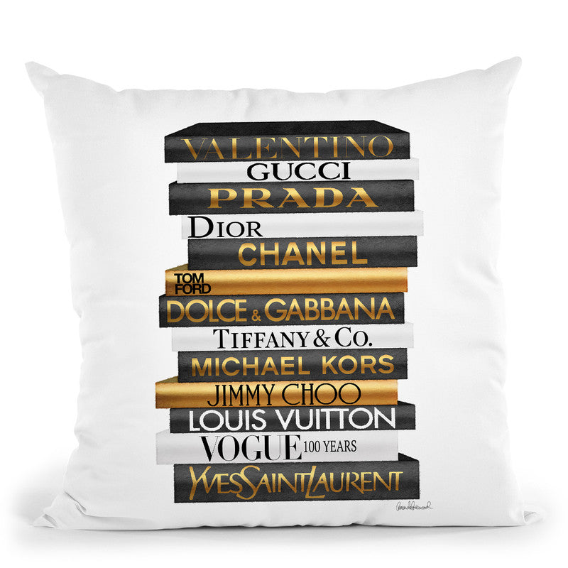 Gold & Black Book Stack With Black Heel Throw Pillow By Amanda Greenwo –  All About Vibe