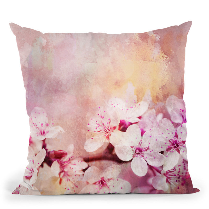 Blush Fashion Books On Pink Flower Wall Throw Pillow By Amanda