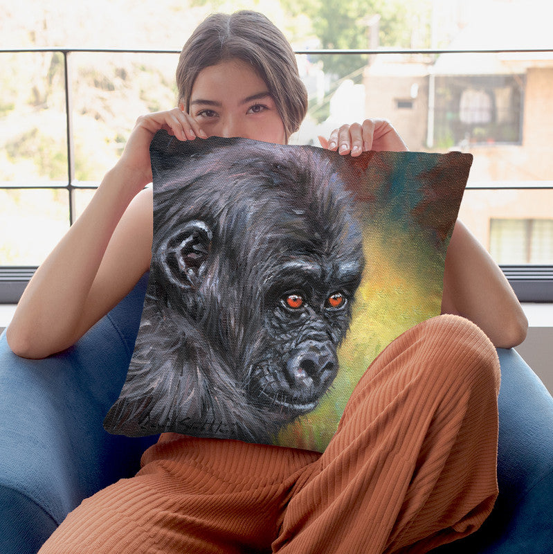 Baby Mountain Gorilla Throw Pillow By David Stribbling – All About Vibe