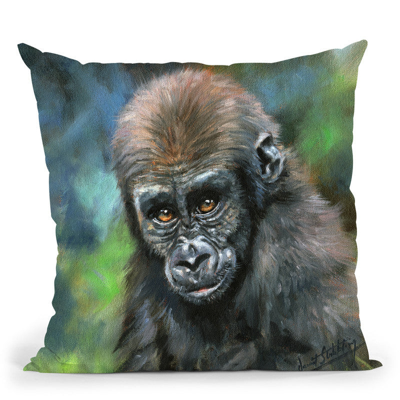 Baby Mountain Gorilla Throw Pillow By David Stribbling – All About Vibe