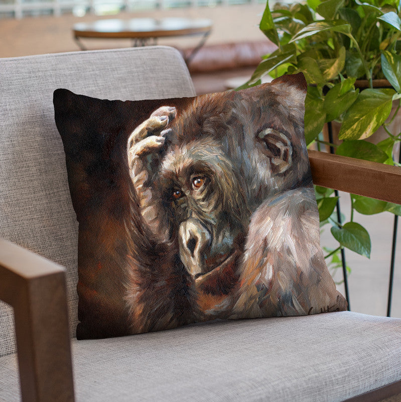 Baby Mountain Gorilla Throw Pillow By David Stribbling – All About Vibe