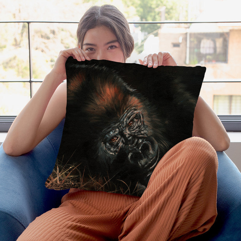 Baby Mountain Gorilla Throw Pillow By David Stribbling – All About Vibe