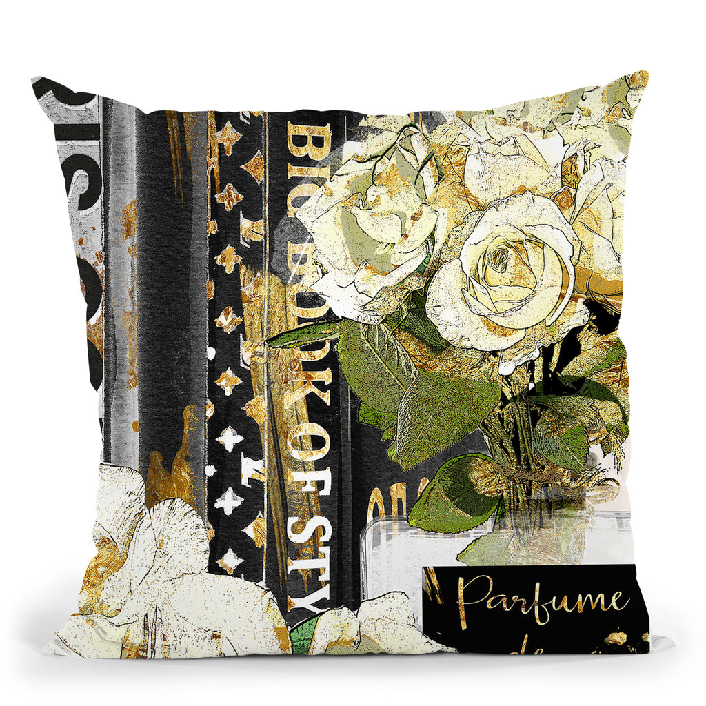 Tall Book Stack Grey & Gold Black Bowoes With Background Throw Pillow By  Amanda Greenwood