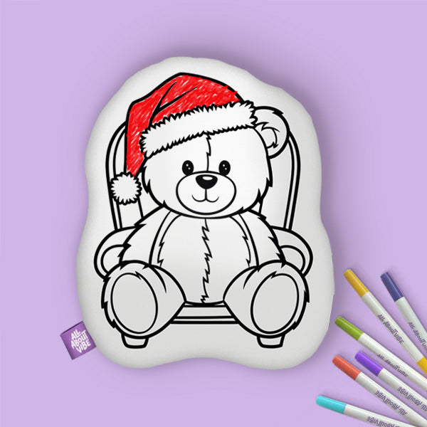 Christmas Color Your Own Holiday Teddy Bear Pillow