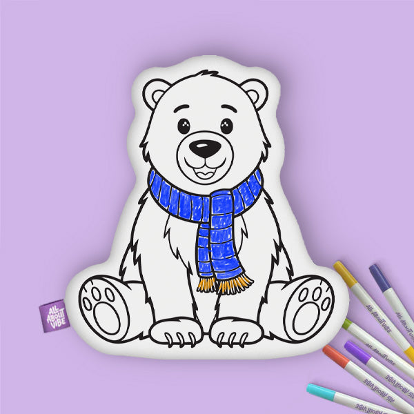 Christmas Color Your Own Polar Bear Pillow