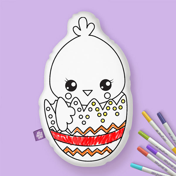 Easter Egg Chick Coloring Pillow