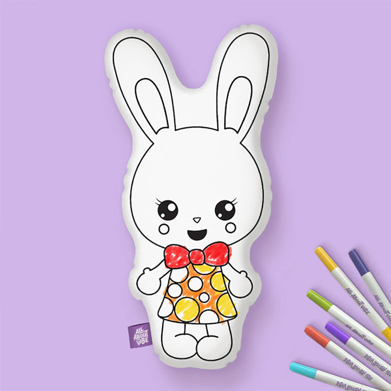 Easter Bunny Girl Coloring Pillow