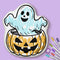 10" Halloween Ghost & Pumpkin Coloring Pillow