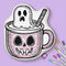 10" Halloween Ghost in a Mug Coloring Pillow