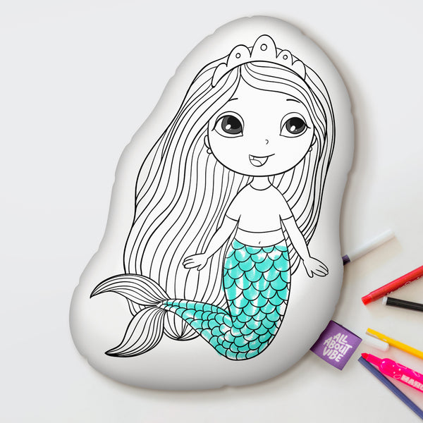 10" Beautiful Little Mermaid Coloring Pillow