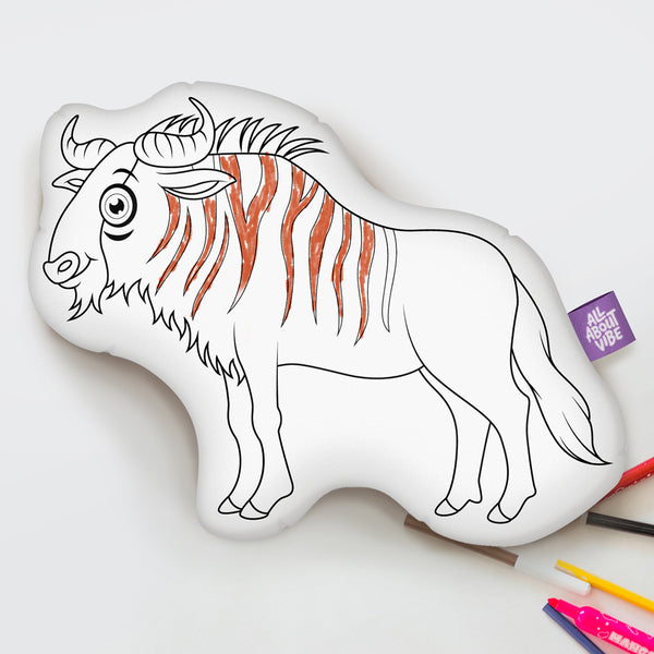 10" Bison Coloring Pillow