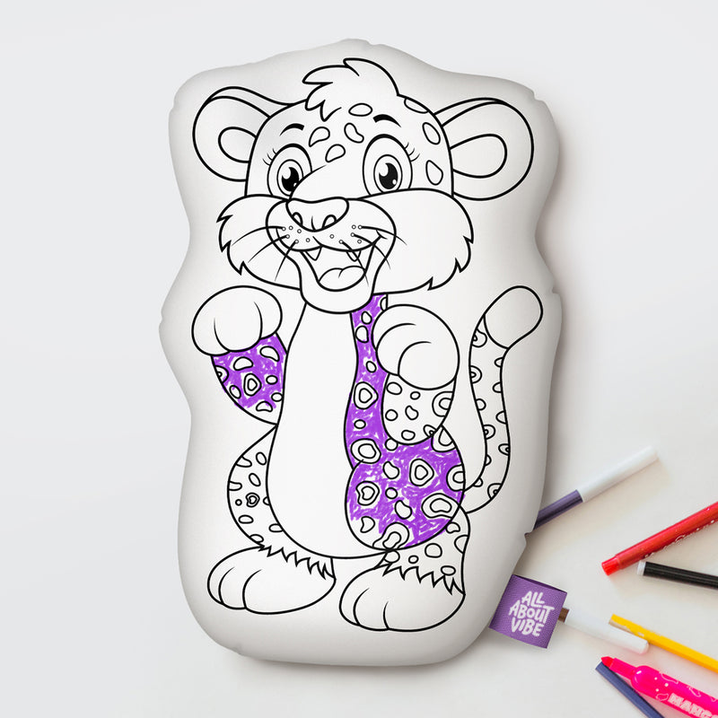 10" Cheetah Coloring Pillow