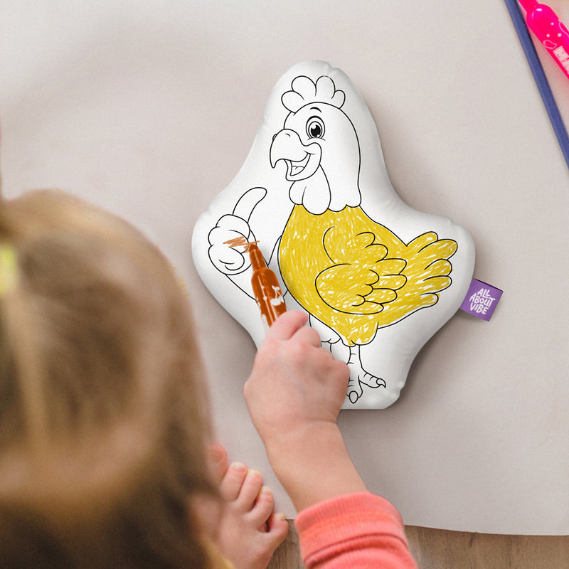 10" Chicken Coloring Pillow