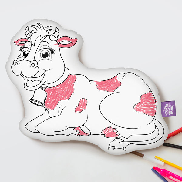 10" Cow Coloring Pillow