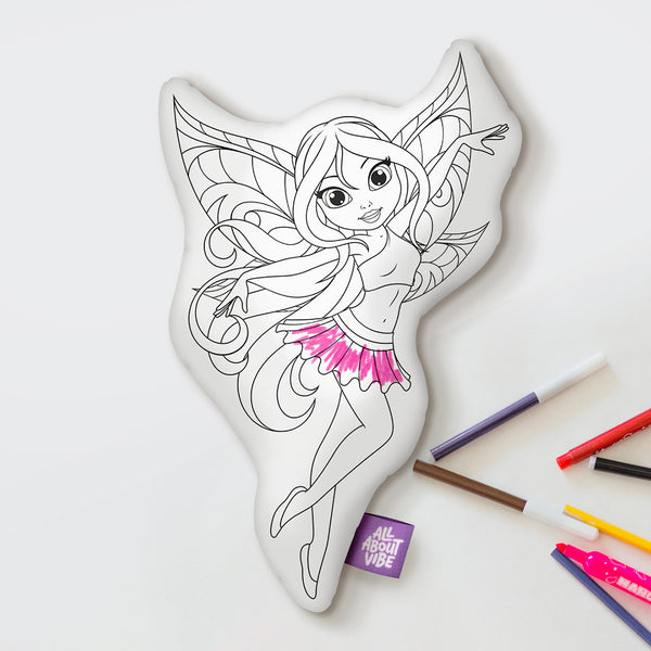 10" Cute Fairy Coloring Pillow