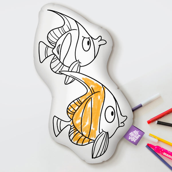 10" Fish I Coloring Pillow