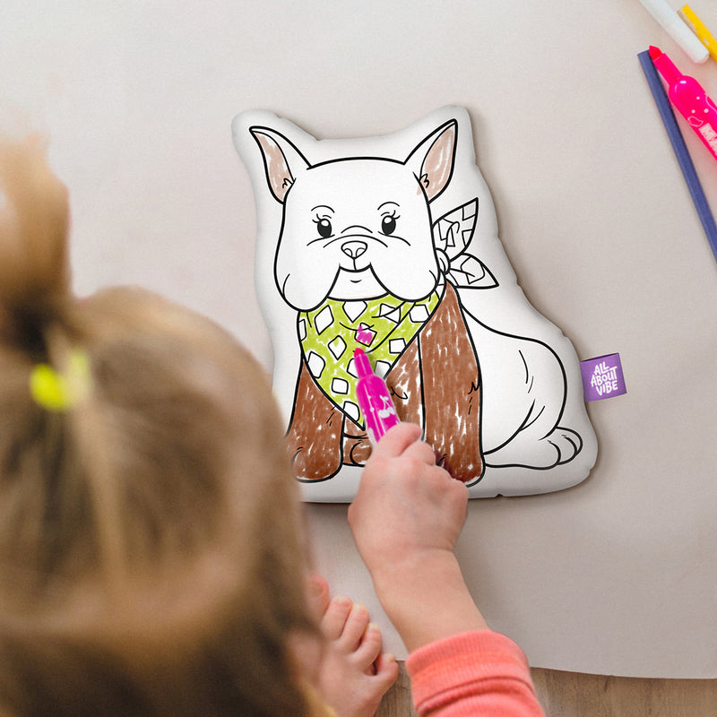 10" French Bulldog Coloring Pillow