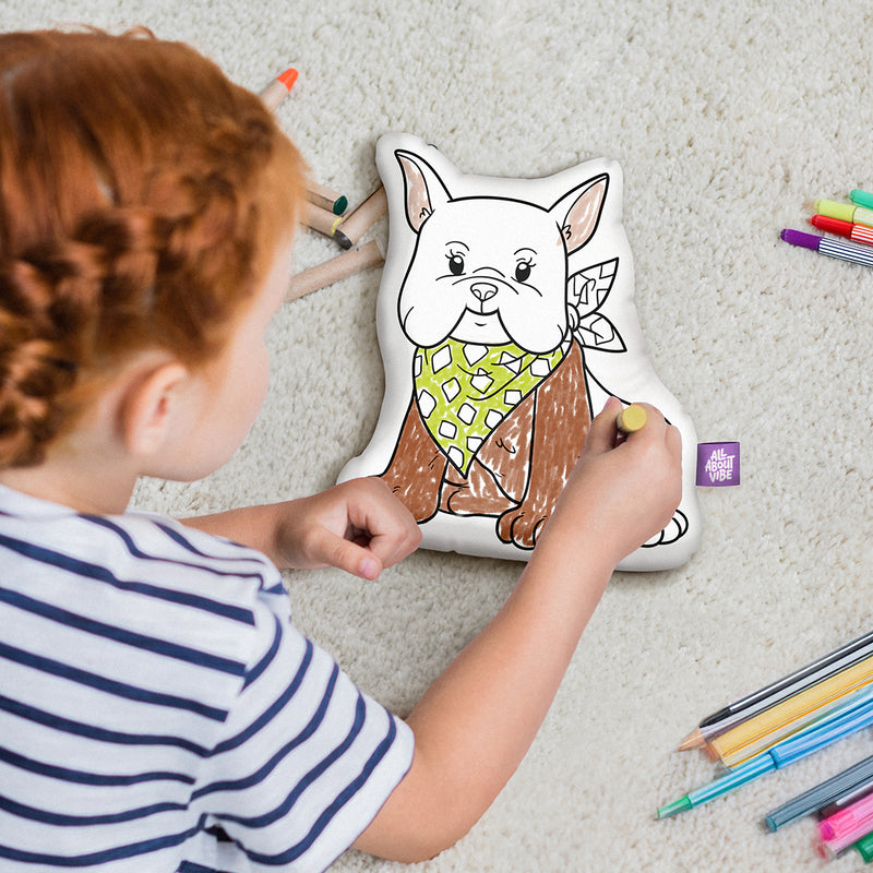 10" French Bulldog Coloring Pillow