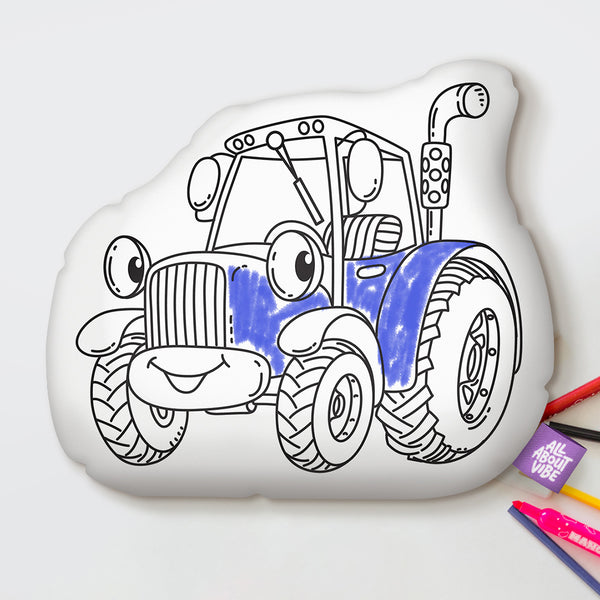 10" Little Tractor Coloring Pillow