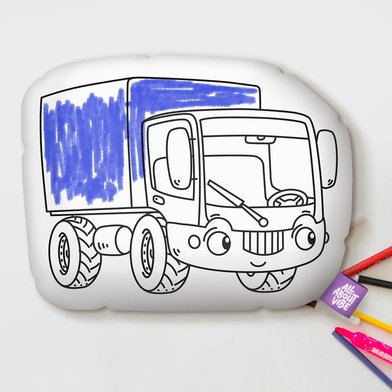 10" Little Truck Coloring Pillow