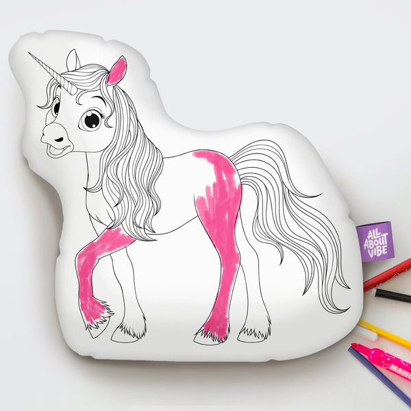 10" Unicorn Coloring Pillow