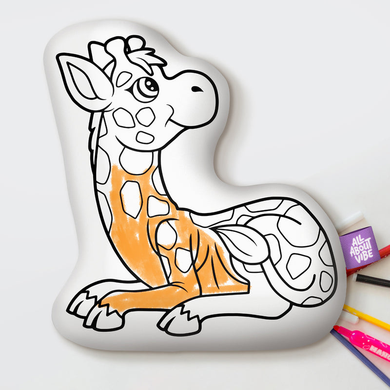 10" Cute Giraffe Coloring Pillow