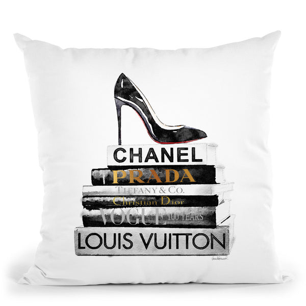 High Fashion Book Stack Black & White Throw Pillow By Amanda Greenwood –  All About Vibe