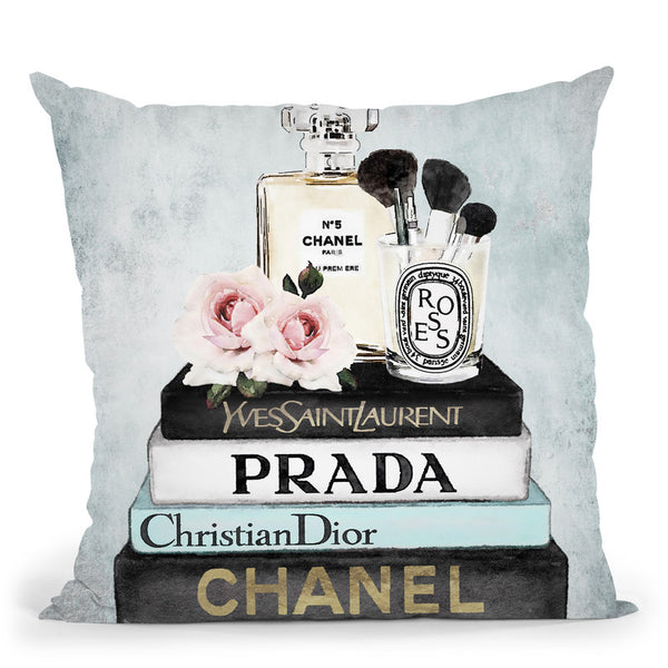 Grey Fashion Books With Cream Pug Throw Pillow By Amanda Greenwood – All  About Vibe
